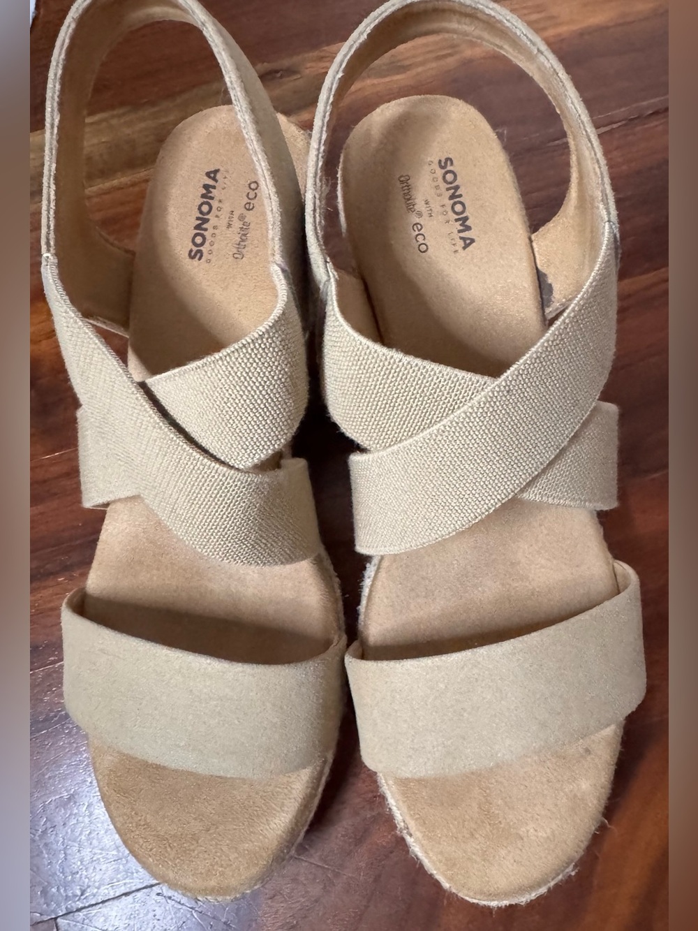 SONOMA Comfort Beige Slingback wedge sandals 9